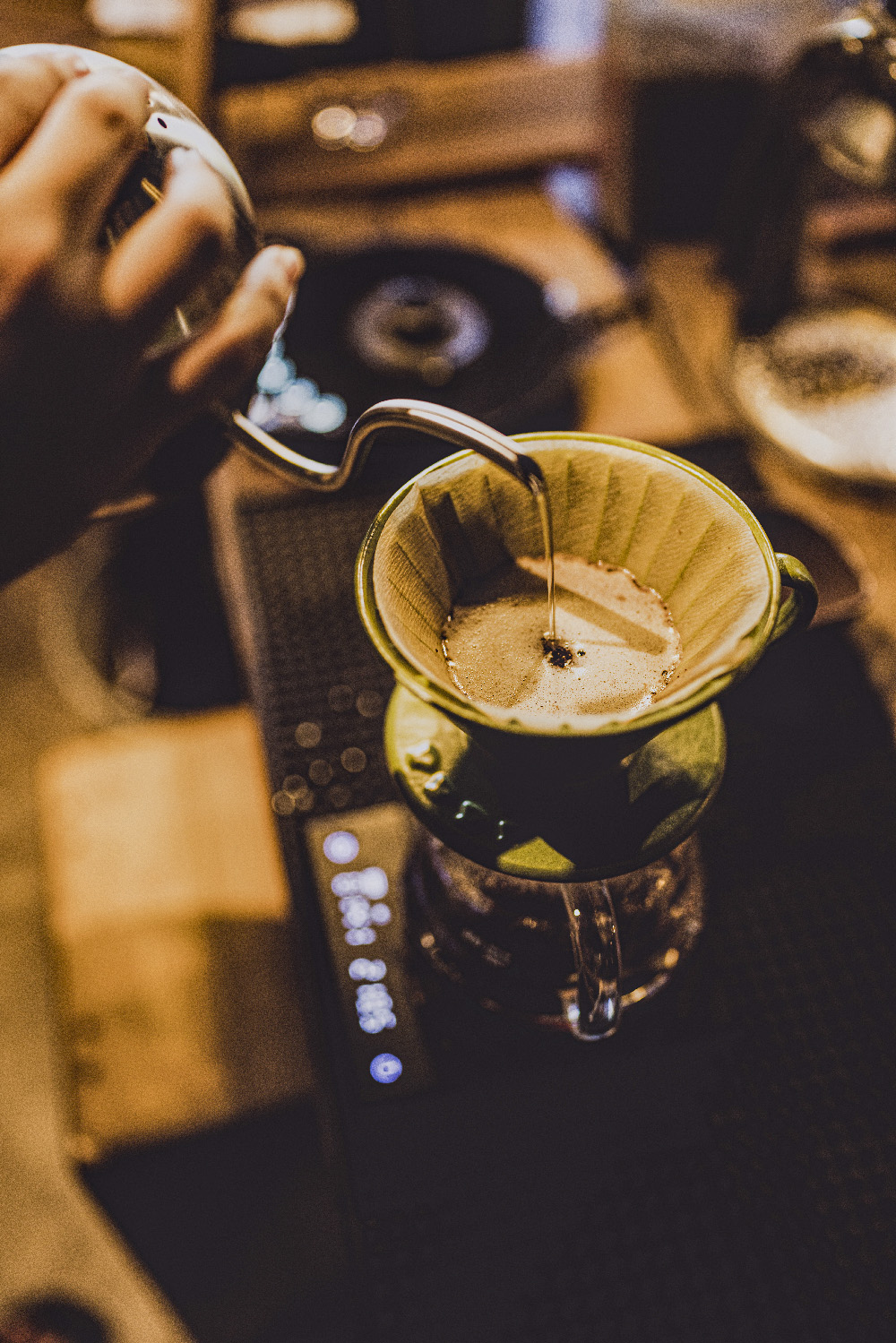 vintage coffee drip filter style and slow bar cafe to making a soft drink coffee or tea beverage